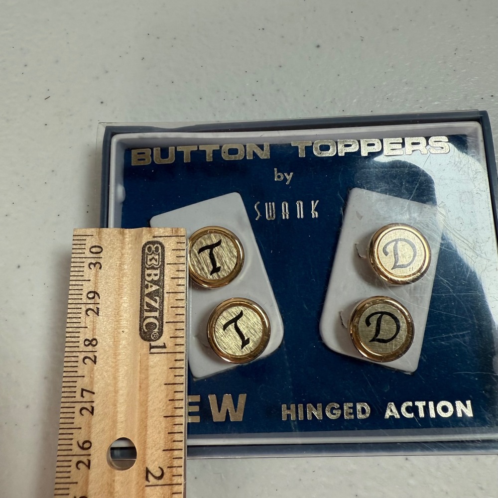 Vintage Swank Initials T and D Button Toppers Hinged Action - Picture 3 of 3